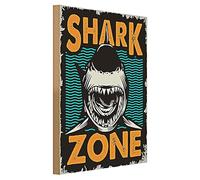 Panneau de requin de style rétro | Panneau d'avertissement « Shark Zone » au look vintage pour la décoration et les collectionneurs | 30 cm x 40 cm