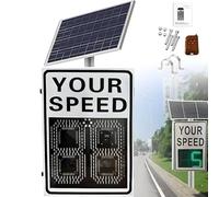 Panneau de rétroaction radar à énergie solaire - Affichage LED pour avertissement de vitesse routière - Panneau de limitation de vitesse radar pour autoroutes et routes à vitesse limitée