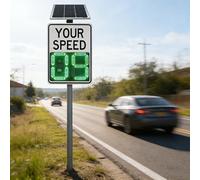 Panneau de rétroaction radar solaire blanc 50,8 x 68,6 cm | Panneau de rétroaction radar à énergie solaire avec un affichage de vitesse LED de 50,8 x 68,6 cm, conçu pour afficher la