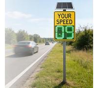 Panneau de rétroaction radar solaire jaune 50,8 x 68,6 cm avec affichage de | Panneau de rétroaction radar à énergie solaire avec affichage LED lumineux de la vitesse, design jaune de 50,8 x 68,6 cm pour