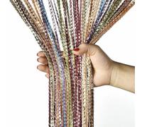 Panneau de rideau à ficelles, rideau à paillettes pour porte, mur, fenêtre, porte, séparateur de pièce, séparateur de pièce, bande décorative argentée pour salon, chambre à coucher, fête (arc-en-ciel)