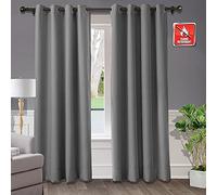 Panneau de rideau occultant extra long gris - 304,8 x 259,1 cm (l x L) - Draperie ignifuge à plis pincés pour chambre à coucher, bureau, hôtel, école, chambre d'enfant - Économie d'énergie et blocage