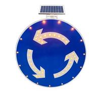 Panneau de rond-point, panneau de sécurité routière, panneaux de signalisation solaires en métal, panneau d'avertissement de circulation extérieure