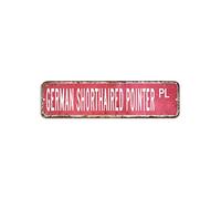 Panneau de rue allemand à poil court - 7,6 x 30,5 cm - Personnalisable - Coupe-vent - Plaque en métal antique pour garage, bar, cinéma, jardin, route