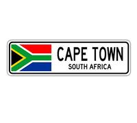 Panneau de rue Cape Town Afrique du Sud - Drapeau de l'Afrique du Sud - 10,2 x 40,6 cm