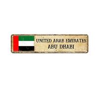 Panneau de rue des Émirats arabes unis personnalisé drapeau des Émirats arabes unis en métal ABU DHABI Capital Country City Souvenir en métal rustique Décoration d'intérieur Cadeau pour ami étranger,