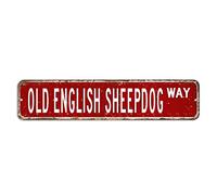 Panneau de rue en forme de chien de berger anglais « You Me and The Dogs » - 10,2 x 45,7 cm - Personnalisable - Coupe-vent - En aluminium - Décoration murale de ferme pour entreprise, maison, bar