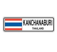 Panneau de rue Kanchanaburi Thaïlande, drapeau thaïlandais, 10,2 x 40,6 cm