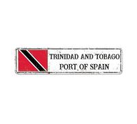 Panneau de rue personnalisé Trinidad et Tobago en métal - Plaque de drapeau de Trinité-et-Tobago - Plaque en métal vintage - Décoration d'intérieur rustique - Cadeau pour un ami étranger, un voisin -