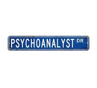 Panneau de rue psychanalyste en aluminium - 7,6 x 45,7 cm - Personnalisable - Antirouille - Style rétro - Décoration murale pour taverne de bière, café, garage, cuisine