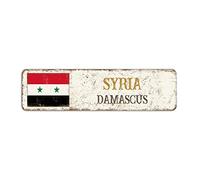 Panneau de rue Syrie, panneau de ville de Damas rétro vintage, panneau en métal de pays de Syrie pour décoration murale intérieure et extérieure, 8 x 30 cm