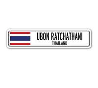 Panneau de rue Ubon Ratchathani en aluminium - Drapeau thaïlandais - 10,2 x 40,6 cm