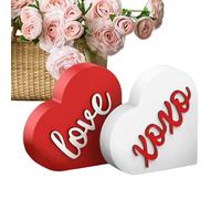 Panneau de Saint-Valentin - 2 pièces en bois en forme de cœur avec plateau à plusieurs niveaux, décoration de fête, Saint-Valentin, maison, mariage, bureau, étagère, cheminée, bar, armoire de cheminée