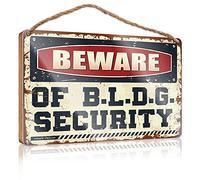 Panneau de salle de bain amusant en bois « Beware of B.L.D.G. » - Panneau de sécurité amusant pour décoration d'intérieur, cadeaux pour les amis au travail (15 x 28 cm)