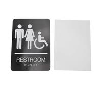 Panneau de salle de bain auto-adhésif élégant en acier inoxydable, texte en relief, signe de salle de bain en Braille pour handicap
