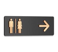 Panneau de salle de bain en acrylique double couche mat et bronze doré avec flèche droite - Panneau toilettes pour hommes et femmes 11, 8 x 3, 9 pouces WC mural pour espaces bureau d'hôtel c