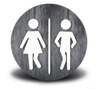 Panneau de salle de bain en bois avec design créatif de toilettes, parfait pour accrocher sur une porte ou un mur pour ajouter un charme rustique et guider les visiteurs (gris)