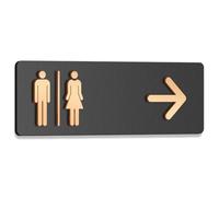 Panneau de salle de bain, flèche vers la droite, acrylique double couche mat et bronze doré, panneau directionnel pour toilettes hommes et femmes, 30x10cm, pour montage mural dans les WC, esp