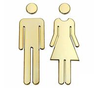 Panneau de salle de bain, panneau de toilettes, Autocollant de toilette homme et femme 3D DIY, panneau porte WC, décalcomanies(Gold)