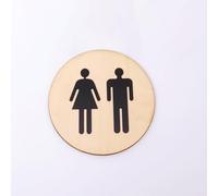 Panneau de salle de bain, panneau de toilettes, Panneau de porte toilette rond en acrylique 5mm, for salle bains, miroir 3d or noir et argent(Black acrylic wood,15x15cm)