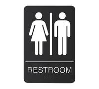 Panneau de salle de bain - Signalisation autocollante moderne 9 x 6 pouces | Marqueur de salle de bain | Panneau de porte durable pour bureau, entreprise, maison, restaurant, magasin, salle de bain