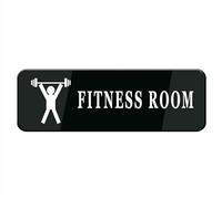 Panneau de salle de fitness pour porte, en plastique acrylique, noir et blanc, coins arrondis, durable, avec ruban adhésif double face, 25,4 x 7,6 cm