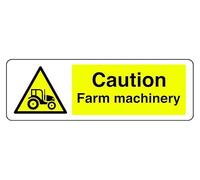 Panneau de sécurité autocollant « Caution Farm Machinery » (300 mm x 100 mm) Distance de visualisation à moins de 5 m.