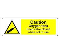 Panneau de sécurité autocollant « Caution Oxygen Tank Keep Valve Closed When Not In Use » (150 mm x 50 mm) Distance de visualisation à moins de 3 m.
