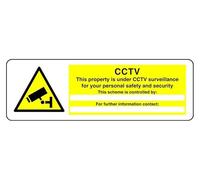Panneau de sécurité autocollant « This Property Is Under Cctv Surveillance For Your Personal Safety » (600 mm x 200 mm) Distance de visualisation dans un rayon de 14 m.