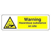 Panneau de sécurité autocollant « Warning Hazardous Substance On Site » (600 mm x 300 mm) Distance de visualisation à moins de 14 m.