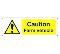 Panneau de sécurité avec inscription « Caution Farm Vehicle » - Autocollant haute adhérence (300 mm x 100 mm) - Distance de visualisation à moins de 5 m.