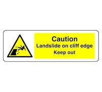 Panneau de sécurité avec inscription « Caution Landslide On Cliff Edge Keep Out » - Autocollant à haute adhérence (150 mm x 50 mm) - Distance de visualisation à moins de 3 m.