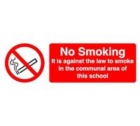Panneau de sécurité avec inscription « No Smoking It Is Against The Law To Smoke In The Communal Area Of These Premises » - Autocollant à haute adhérence (600 mm x 200 mm) - Distance de visualisation