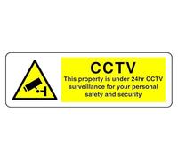 Panneau de sécurité avec inscription « This Property Is Under 24Hr Cctv Surveillance For Your Personal Safety And Security » - Autocollant haute adhérence (300 mm x 100 mm) - Distance de visualisation