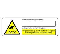 Panneau de sécurité avec inscription « This Scheme Is Controlled By For Information Contact The Above Images » - Autocollant à haute adhérence (600 mm x 200 mm) - Distance de visualisation à moins de