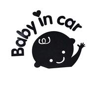 Panneau de sécurité « Baby In Car Waving Baby on Board » pour fenêtre de voiture - Autocollant noir - Traitement pratique