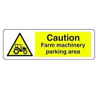 Panneau de sécurité « Caution Farm Machinery Parking Area » en plastique rigide de 1,2 mm pour une utilisation en intérieur/extérieur (300 mm x 100 mm) Distance de visualisation jusqu'à 5 m.