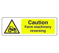Panneau de sécurité « Caution Farm Machinery Reversing » en aluminium Dibond de 3 mm pour une utilisation en intérieur/extérieur (300 mm x 100 mm) Distance de visualisation de 5 m.