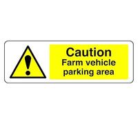 Panneau de sécurité « Caution Farm Vehicle Parking Area » en plastique rigide de 1,2 mm pour une utilisation en intérieur/extérieur (300 mm x 100 mm) Distance de visualisation jusqu'à 5 m.