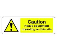 Panneau de sécurité « Caution Heavy Equipment Operating On This Site » en aluminium Dibond de 3 mm pour une utilisation en intérieur/extérieur (450 mm x 150 mm) Distance de visualisation de 5 m.