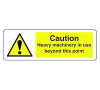 Panneau de sécurité « Caution Heavy Machinery In Use Beyond This Point » en plastique rigide de 1,2 mm pour une utilisation en intérieur/extérieur (300 mm x 100 mm) Distance de visualisation à moins