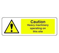 Panneau de sécurité « Caution Heavy Machinery Operating On This Site » - En plastique rigide de 1,2 mm pour une utilisation en intérieur/extérieur (450 mm x 150 mm) - Distance de visualisation jusqu'à