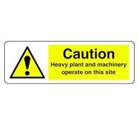 Panneau de sécurité « Caution Heavy Plant And Machinery Operate On This Site » en plastique rigide de 1,2 mm pour une utilisation en intérieur/extérieur (600 mm x 200 mm) Distance de visualisation