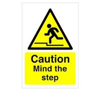 Panneau de sécurité « Caution Mind the step » - 1,2 mm - Plastique rigide - 300 mm x 200 mm