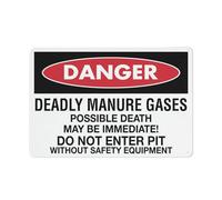 Panneau de sécurité « Danger Deadly Manure Gases » - 30,5 x 20,3 cm - Pour maison, entreprise, allée