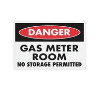 Panneau de sécurité « Danger Gas Meter Room No Storage Permitted » - 30,5 x 20,3 cm - Pour maison, entreprise, allée
