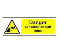 Panneau de sécurité Danger Landslide On Cliff Edge en aluminium Dibond de 3 mm pour une utilisation en intérieur/extérieur (450 mm x 200 mm) Distance de visualisation de 5 m.
