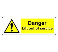 Panneau de sécurité Danger Lift Out Of Service en aluminium Dibond de 3 mm pour une utilisation en intérieur/extérieur (450 mm x 200 mm) Distance de visualisation 5 m.