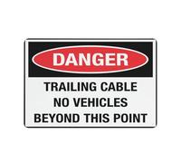 Panneau de sécurité « Danger Trailing Cable No Vehicles Beyond This Point » - 30,5 x 20,3 cm - Pour maison, entreprise, allée