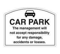 Panneau de sécurité en forme de VSafety - Parking - Responsabilité de gestion - 300 x 200-1 mm - Plastique rigide
